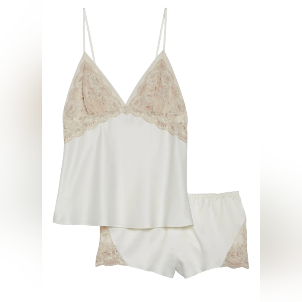 Flora Nikrooz White and Cream Lace Pajama Set